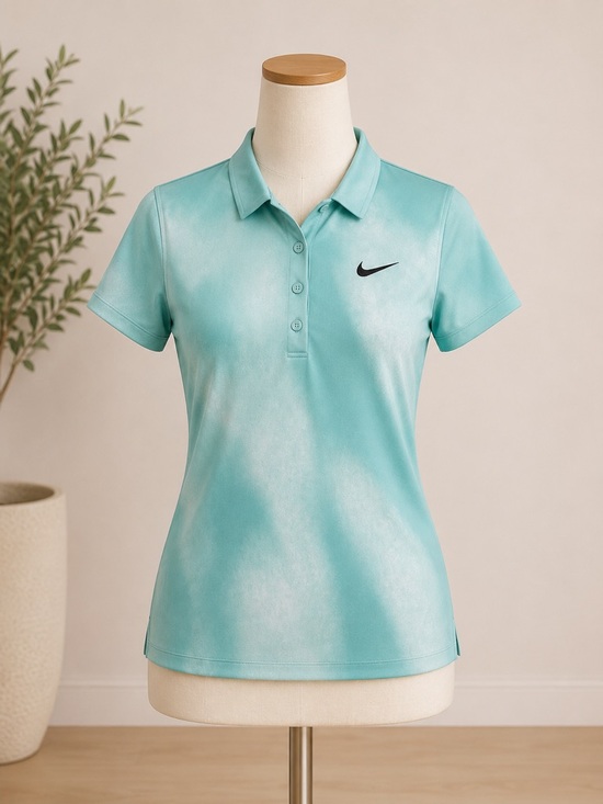 Nike Tops - Nike Golf Women's Teal Short-Sleeve Button-Down Polo with Black Swoosh Size M
